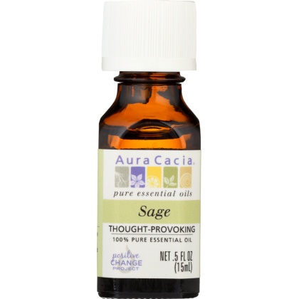 AURA CACIA: 100% Essential Oil Sage, 0.5 Oz