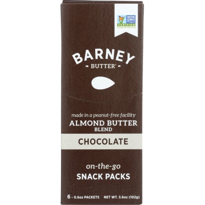 BARNEY BUTTER: Almond Butter Blend Chocolate 6x0.6 oz Packets, 3.6 oz