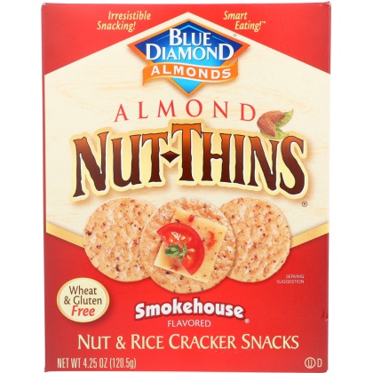 BLUE DIAMOND: Natural Almond Nut-Thins Cracker Snacks Smokehouse, 4.25 oz