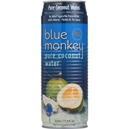 BLUE MONKEY: 100% Natural Pure Coconut Water No Pulp, 17.6 oz