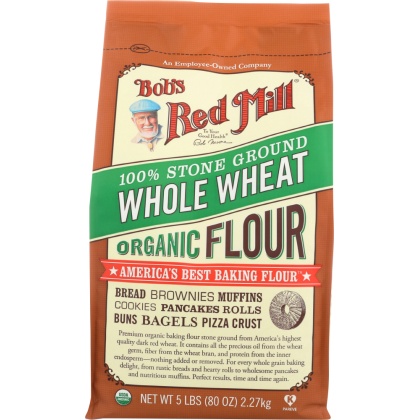 BOB\'S RED MILL: 100% Stone Ground Whole Wheat Organic Flour, 5 lb