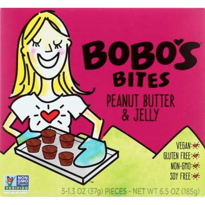 BOBOS OAT BARS: Bobo\'s Bites Peanut Butter and Jelly 5 Bars, 6.5 oz