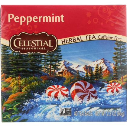 CELESTIAL SEASONINGS: Peppermint Herbal Tea Pack of 40, 2.3 oz