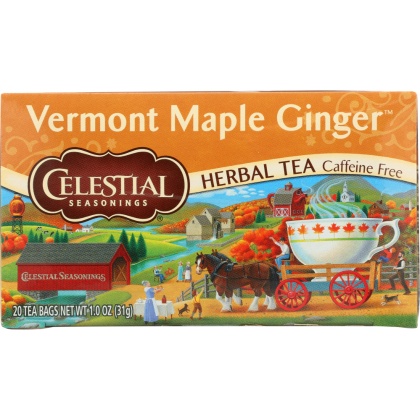 CELESTIAL SEASONINGS: Vermont Maple Ginger Herbal Tea Pack of 20, 1 oz