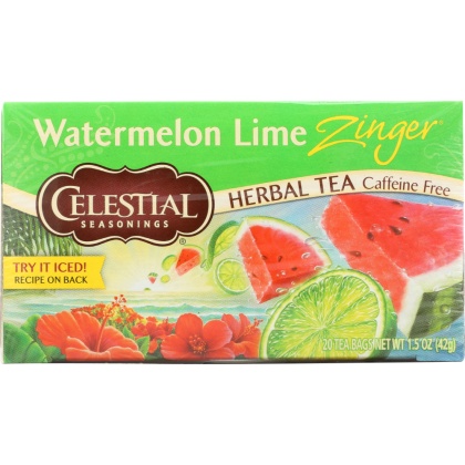 CELESTIAL SEASONINGS: Watermelon Lime Zinger Tea Pack of 20, 1.5 oz