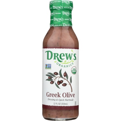 DREW\'S: All Natural Dressing & Quick Marinade Greek Olive, 12 oz