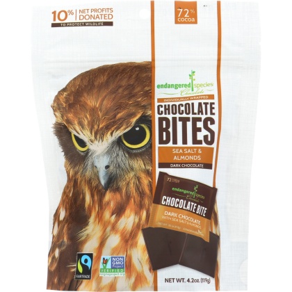 ENDANGERED SPECIES: Chocolate Bites Dark Chocolate with Sea Salt & Almond, 4.2 oz