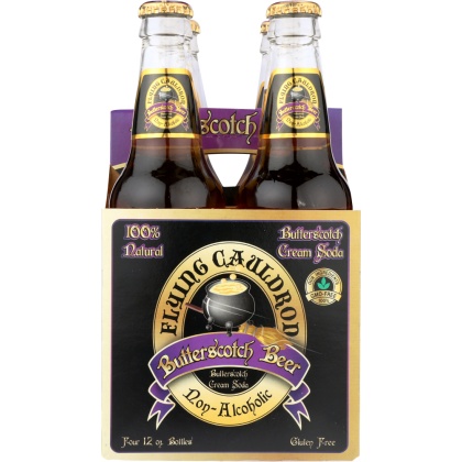FLYING CAULDRON: Butterscotch Beer Cream Soda 4 pack (12 oz each), 48 oz