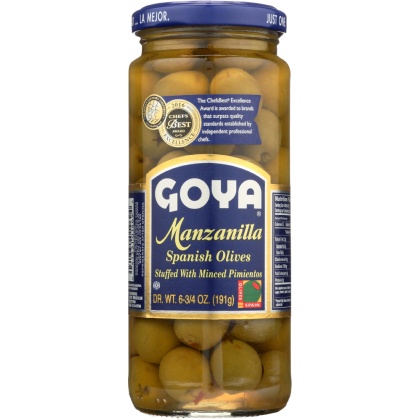GOYA: Olives Spanish Manzanilla with Stuffed Minced Pimientos, 6.75 oz