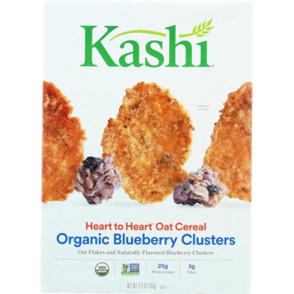 KASHI: Organic Heart to Heart Oat Flakes & Blueberry Clusters Cereal, 13.4 oz