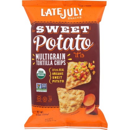 LATE JULY: Organic Multigrain Snack Chips Gluten Free Sweet Potato, 5.5 oz