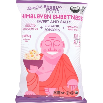 LESSER EVIL: Organic Popcorn Himalayan Sweetness Sweet and Salty, 7 oz