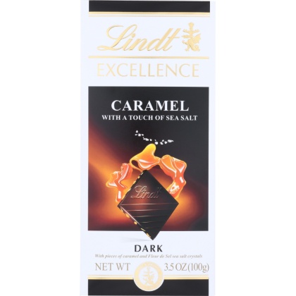 LINDT: Chocolate Bar Caramel a Touch of Sea Salt, 3.5 oz