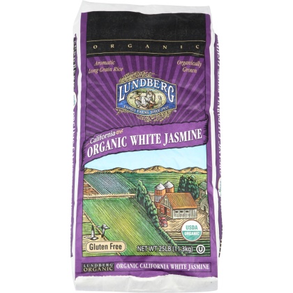 LUNDBERG: Organic California White Jasmine Rice, 25 lb