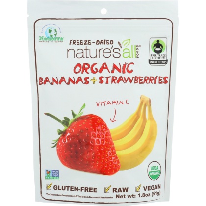 NATURE\'S ALL: Organic Freeze Dried Bananas + Strawberries, 1.8 oz