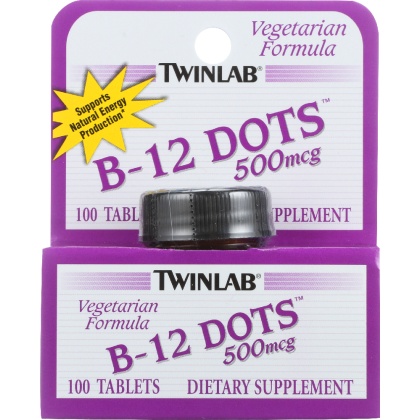 TWINLAB: B-12 Sublingual Dots 500 Mcg, 100 tablets